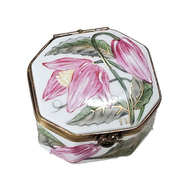 Pink Floral Limoges Box Porcelain Limoges traditional French Trinket Box