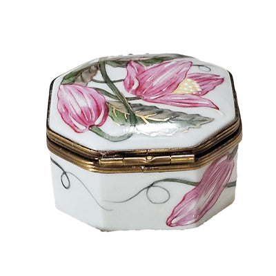 Pink Floral Limoges Box Porcelain Limoges traditional French Trinket Box