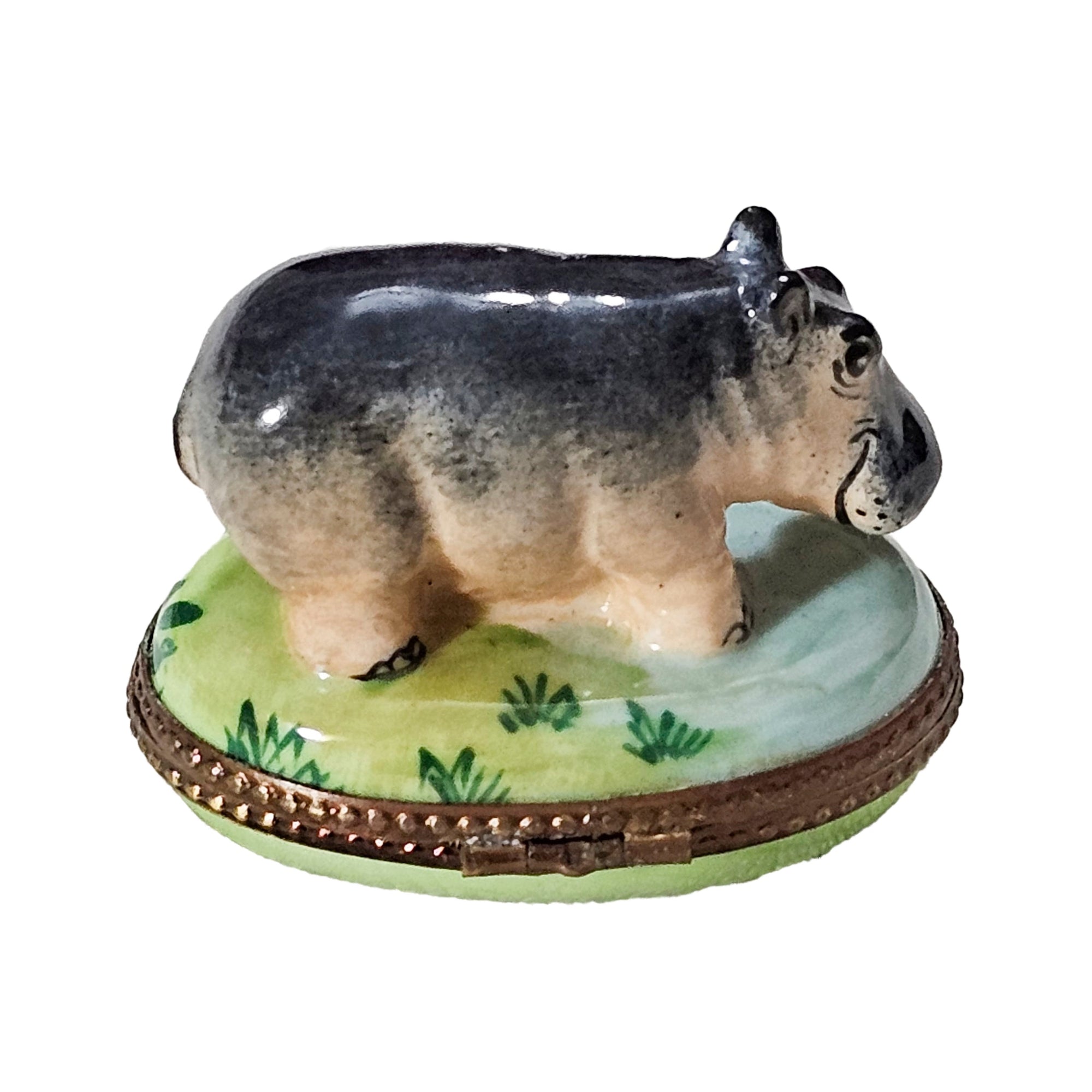 Charming Hippopotamus Limoges Box Porcelain Limoges wild animal French Trinket Box