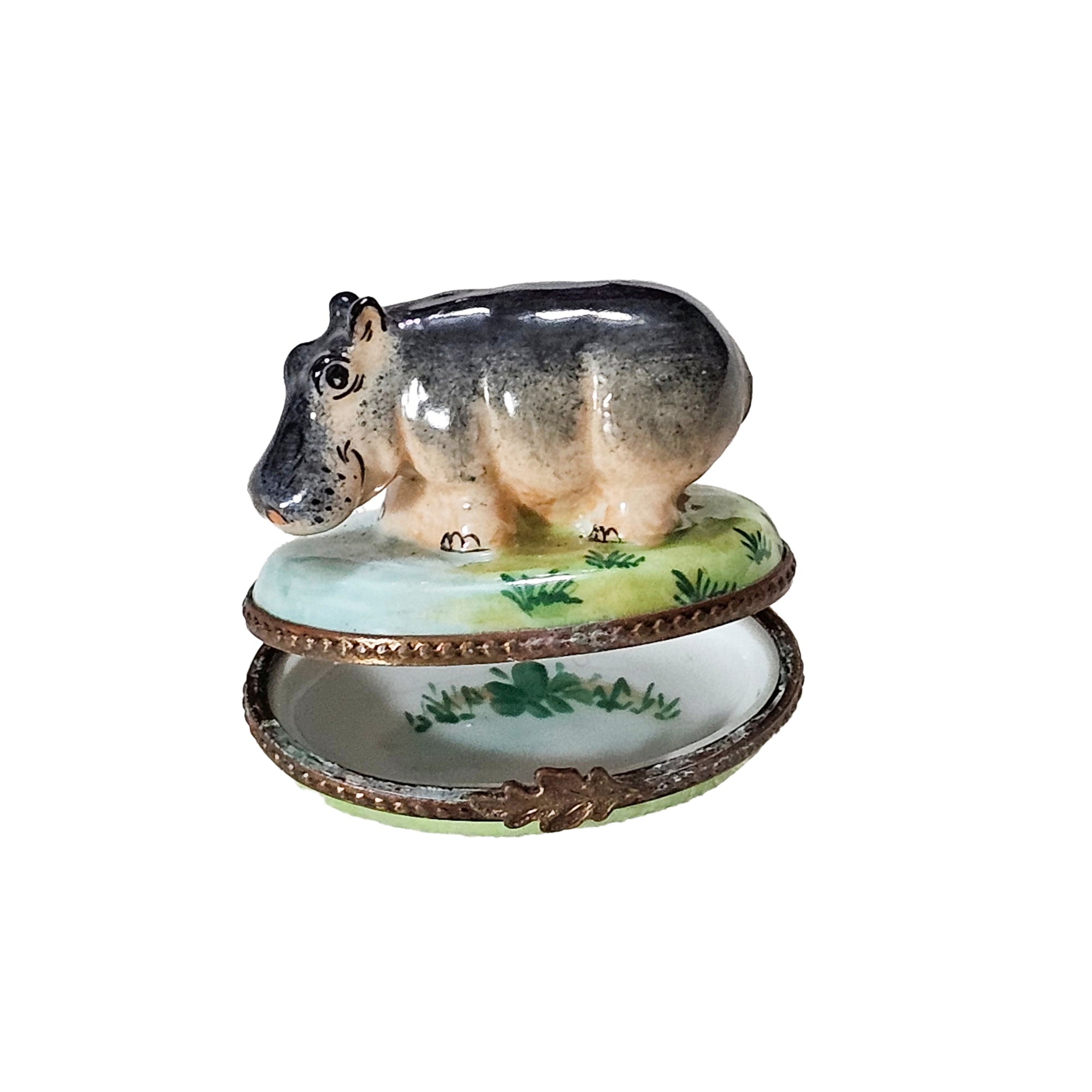 Charming Hippopotamus Limoges Box Porcelain Limoges wild animal French Trinket Box