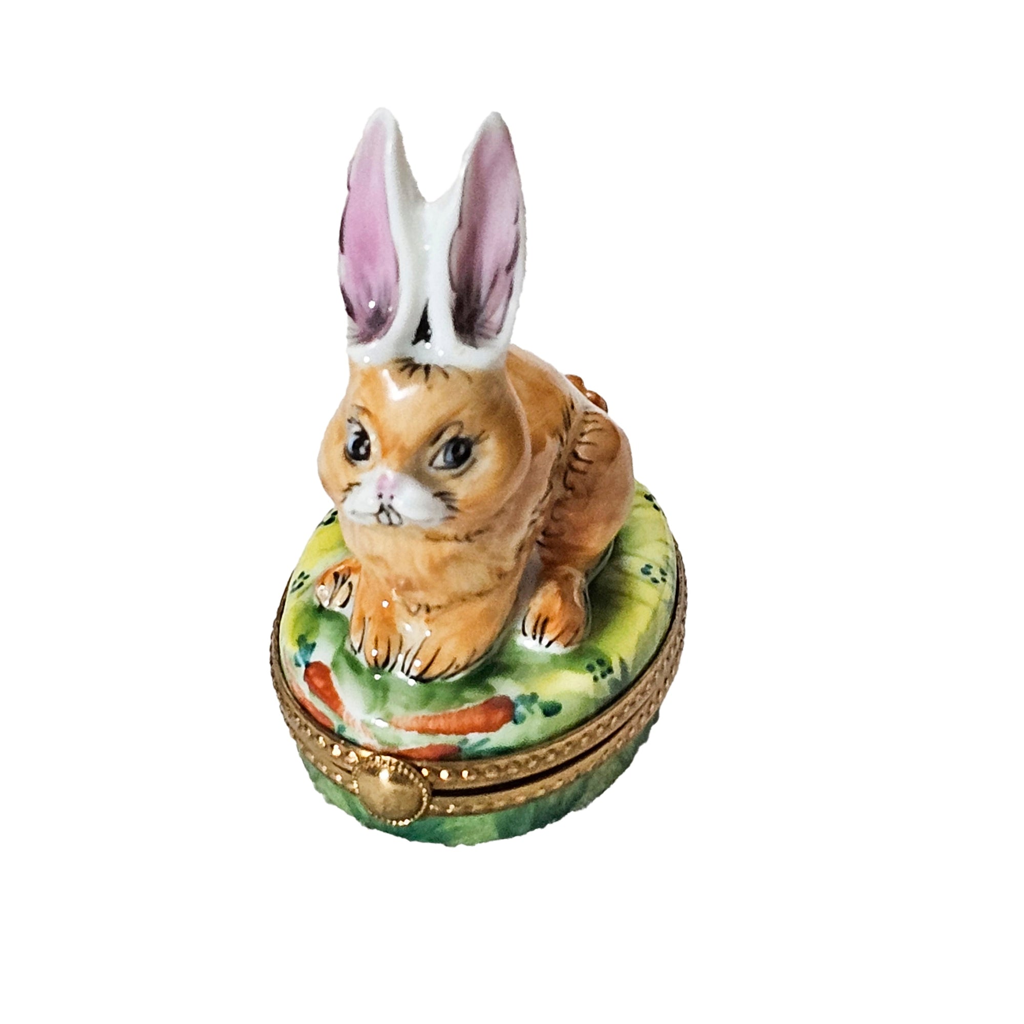 Charming Brown Rabbit Treasure Box Porcelain Limoges mice rabbit limoges boxes French Trinket Box