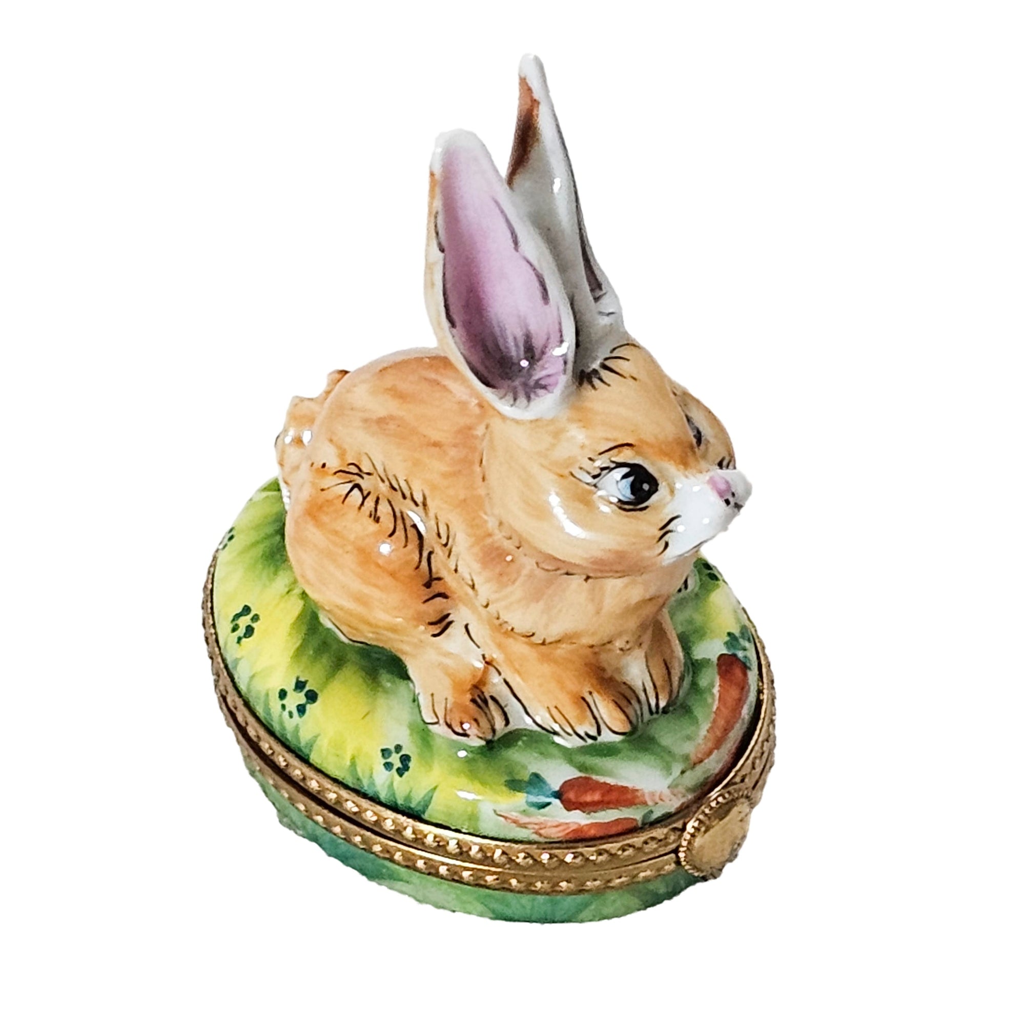 Charming Brown Rabbit Treasure Box Porcelain Limoges mice rabbit limoges boxes French Trinket Box