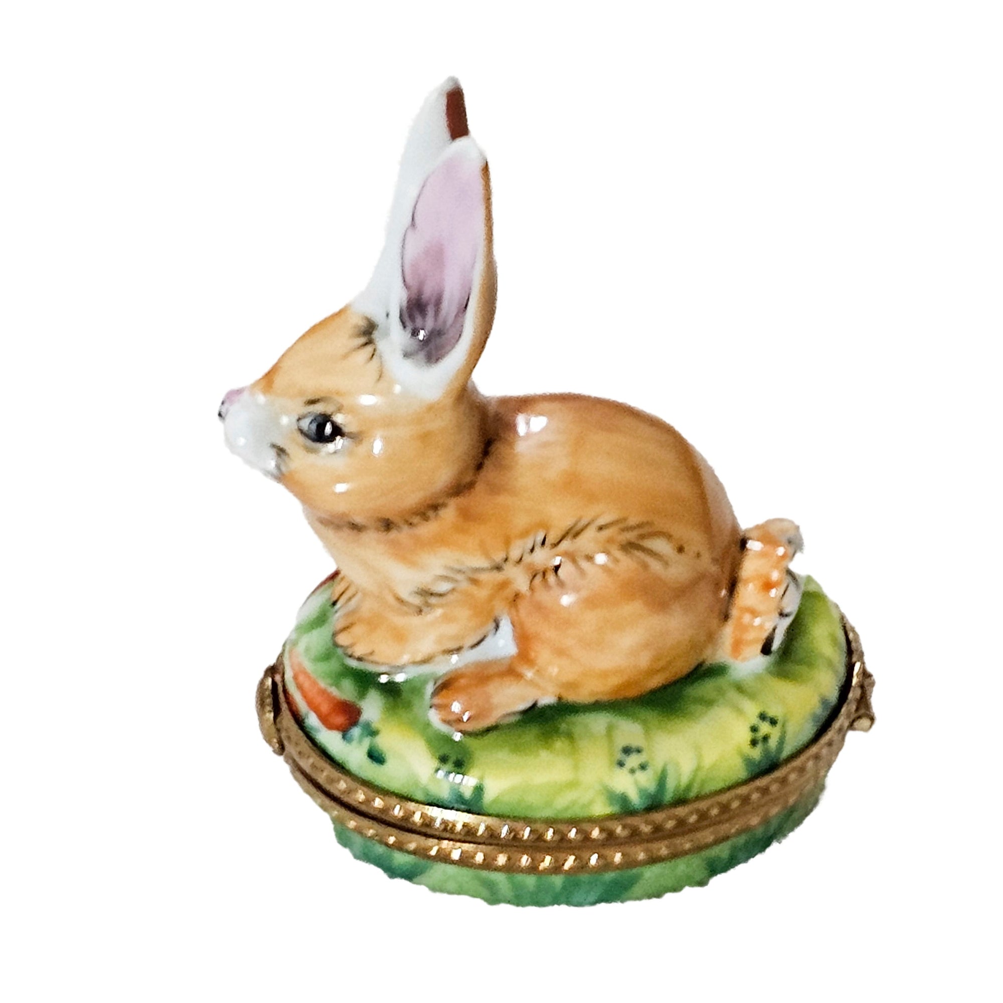 Charming Brown Rabbit Treasure Box Porcelain Limoges mice rabbit limoges boxes French Trinket Box