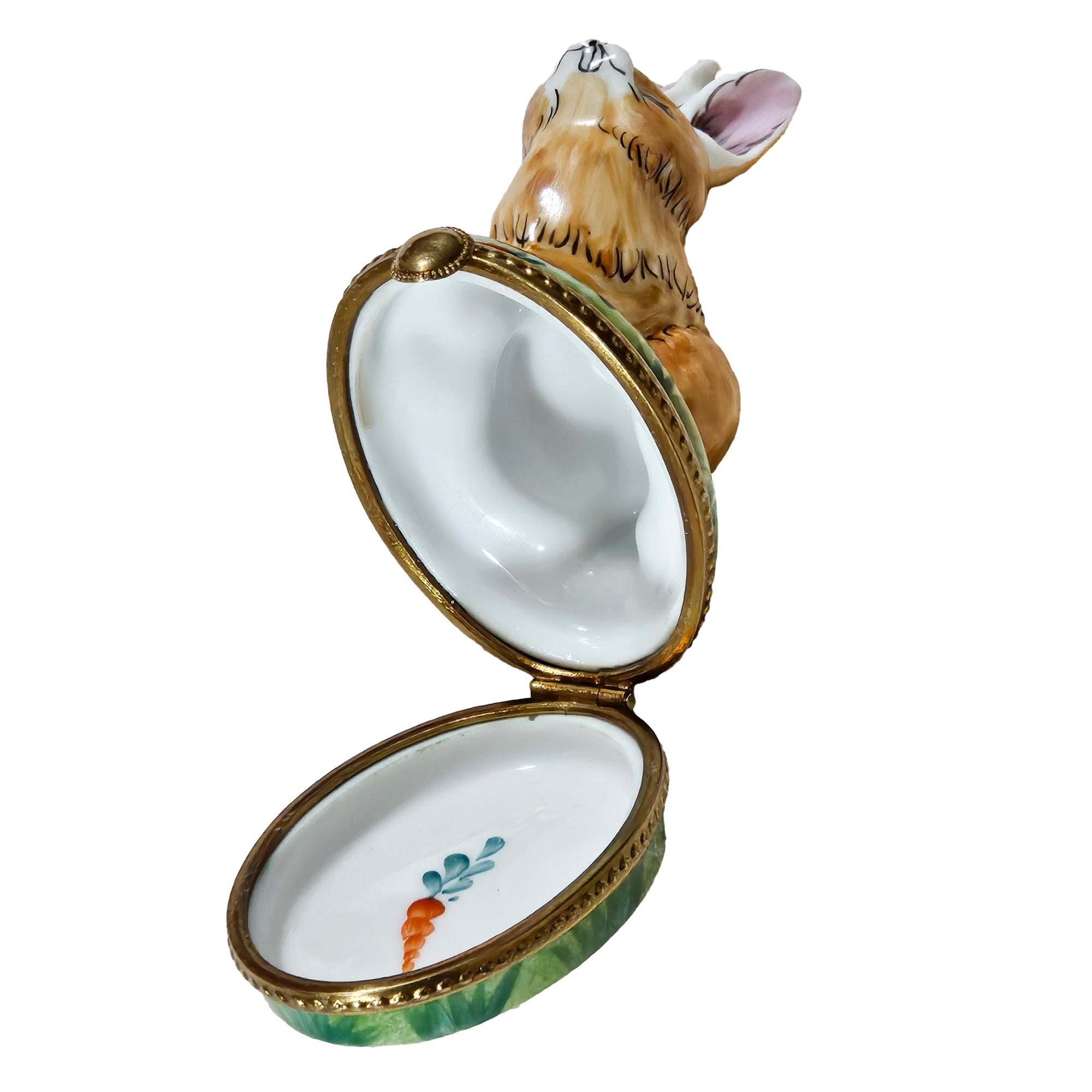 Charming Brown Rabbit Treasure Box Porcelain Limoges mice rabbit limoges boxes French Trinket Box