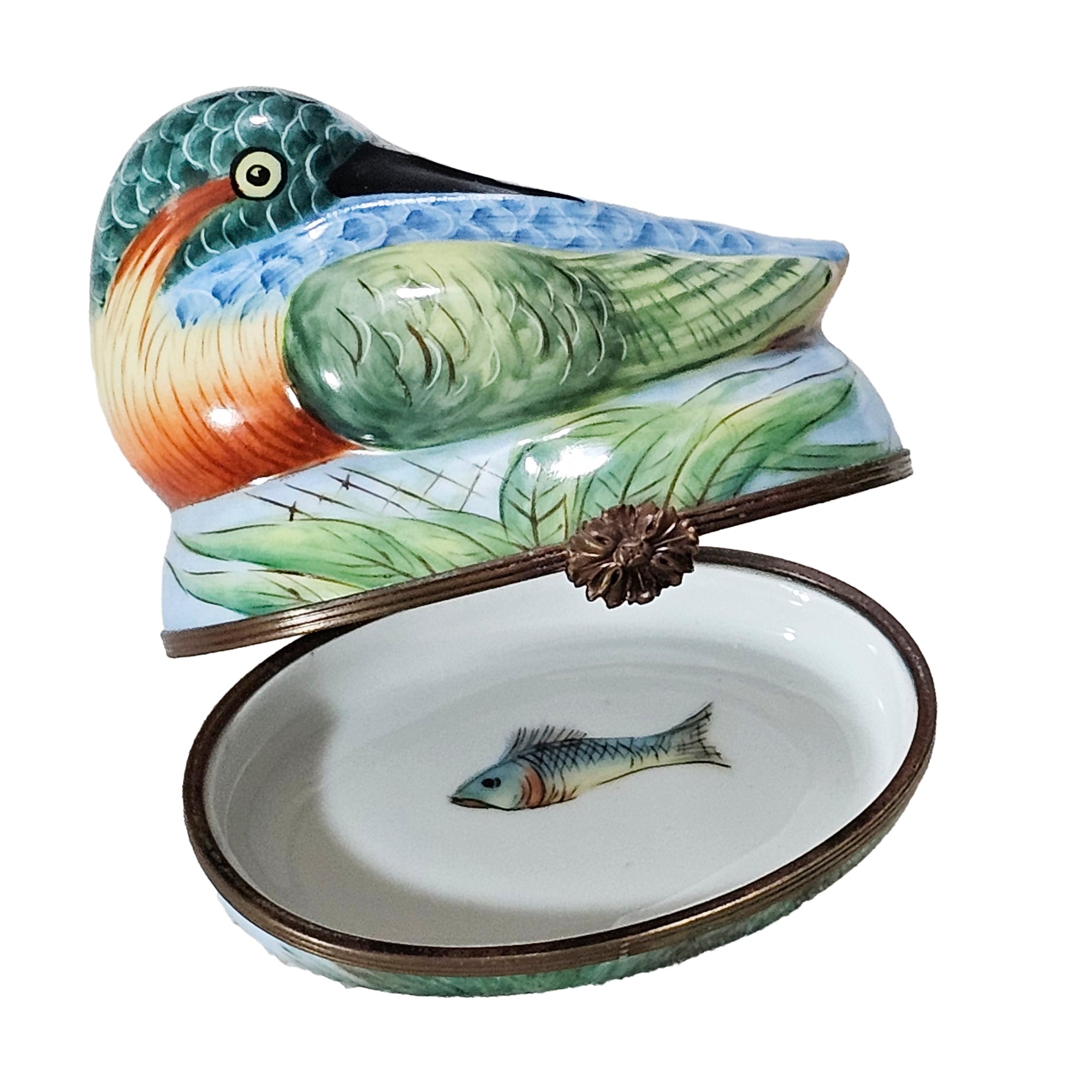 Vibrant Hand-Painted Bird Box Porcelain Limoges Bird Birds French Trinket Box