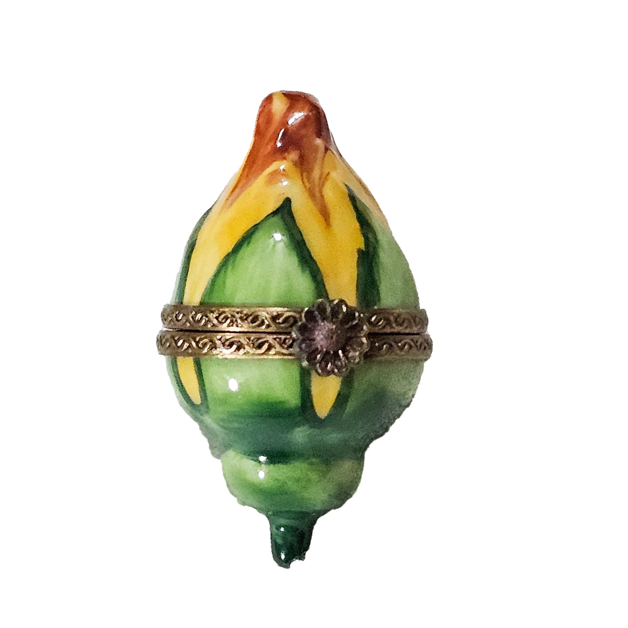 Yellow Rose Bud Limoges Box Porcelain Limoges flower garden French Trinket Box