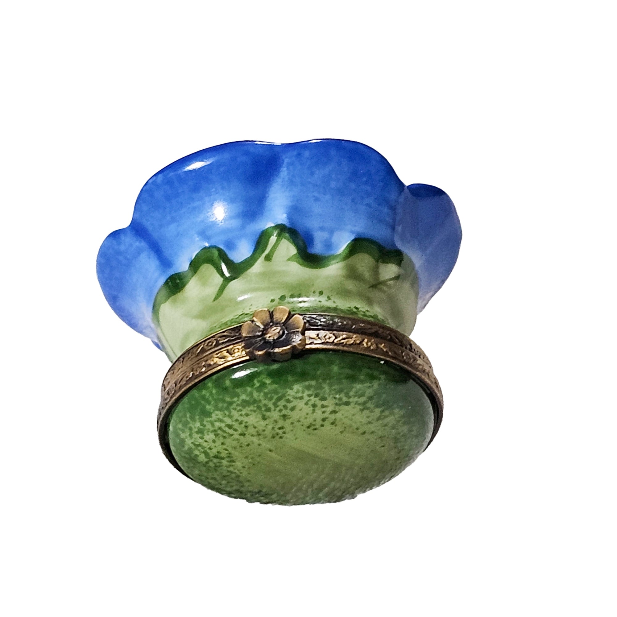 Blue Flower Bulb with Bee Porcelain Limoges flower garden French Trinket Box