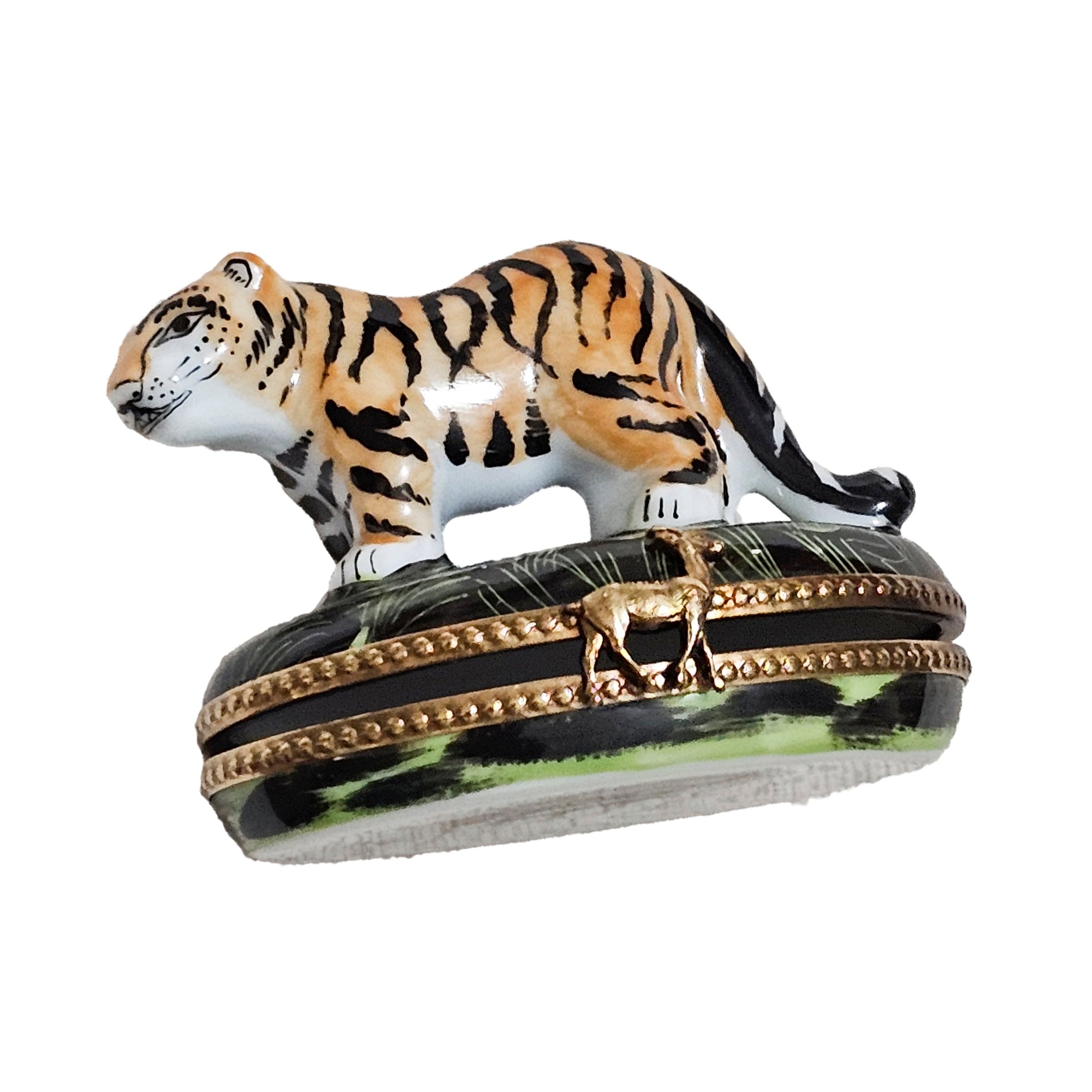 Jungle Tiger Limoges Box Delight Porcelain Limoges wild animal French Trinket Box