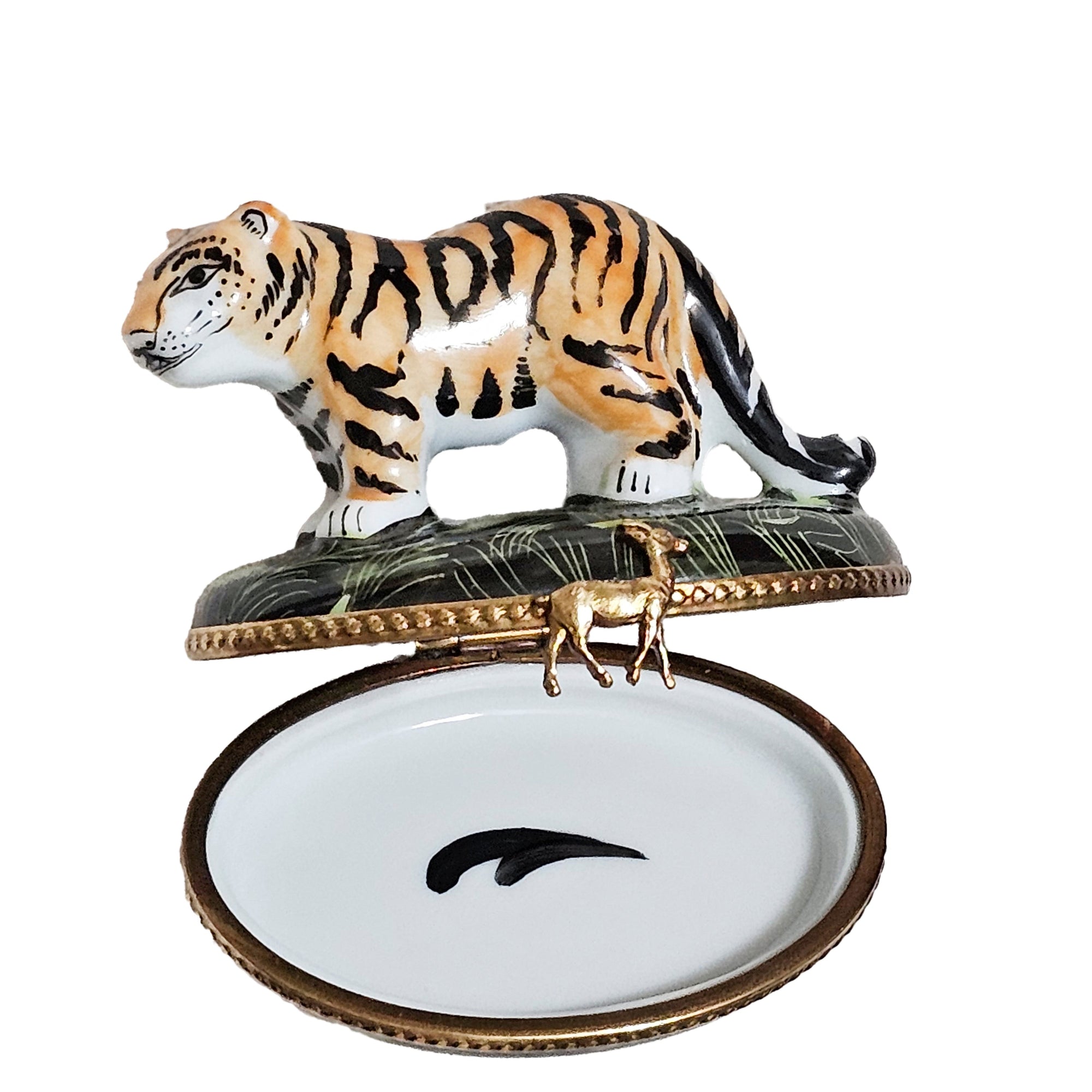 Jungle Tiger Limoges Box Delight Porcelain Limoges wild animal French Trinket Box