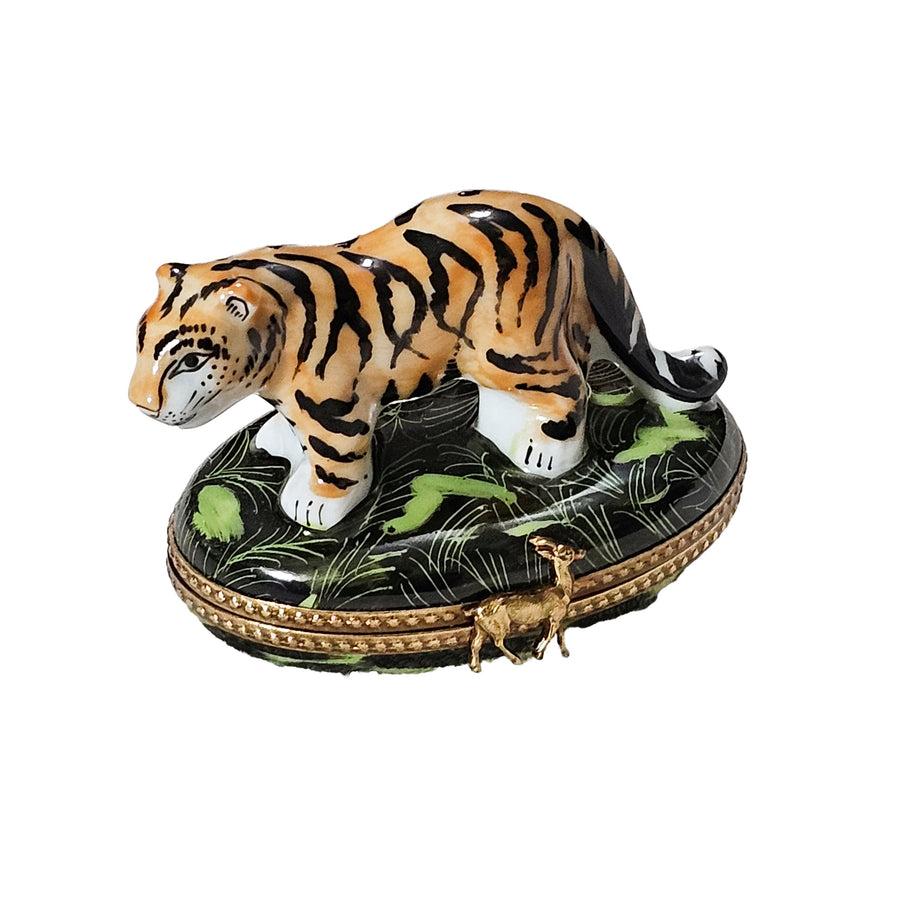 Jungle Tiger Limoges Box Delight Porcelain Limoges wild animal French Trinket Box