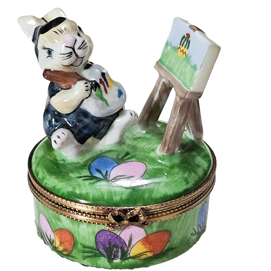 Easter Bunny Artist Box Porcelain Limoges Rabbit mice French Trinket Box