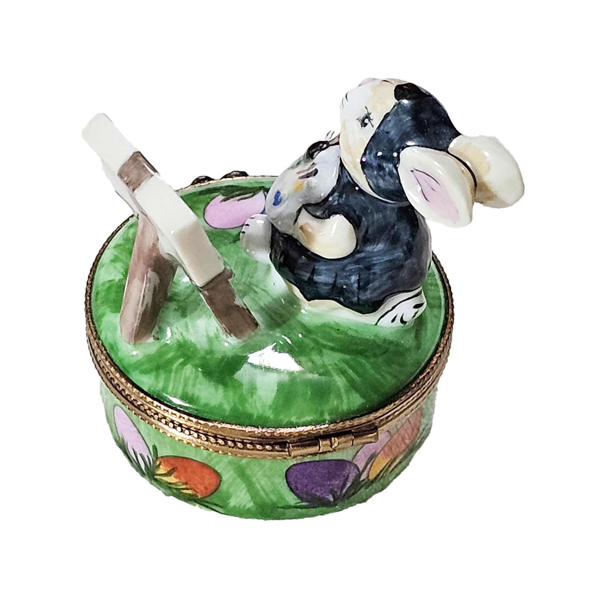 Easter Bunny Artist Box Porcelain Limoges Rabbit mice French Trinket Box