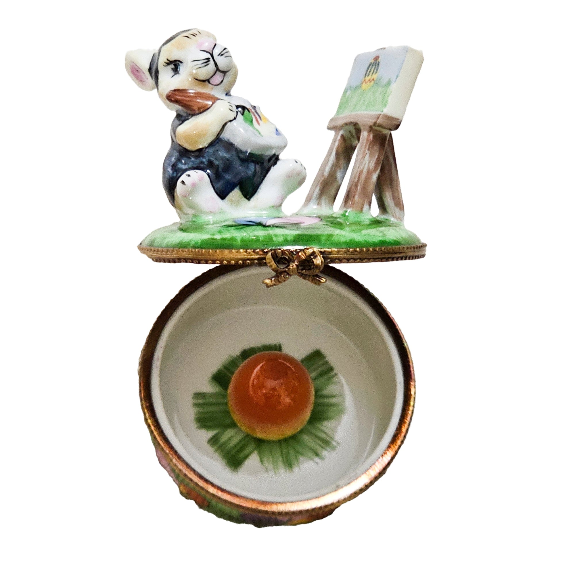 Easter Bunny Artist Box Porcelain Limoges Rabbit mice French Trinket Box