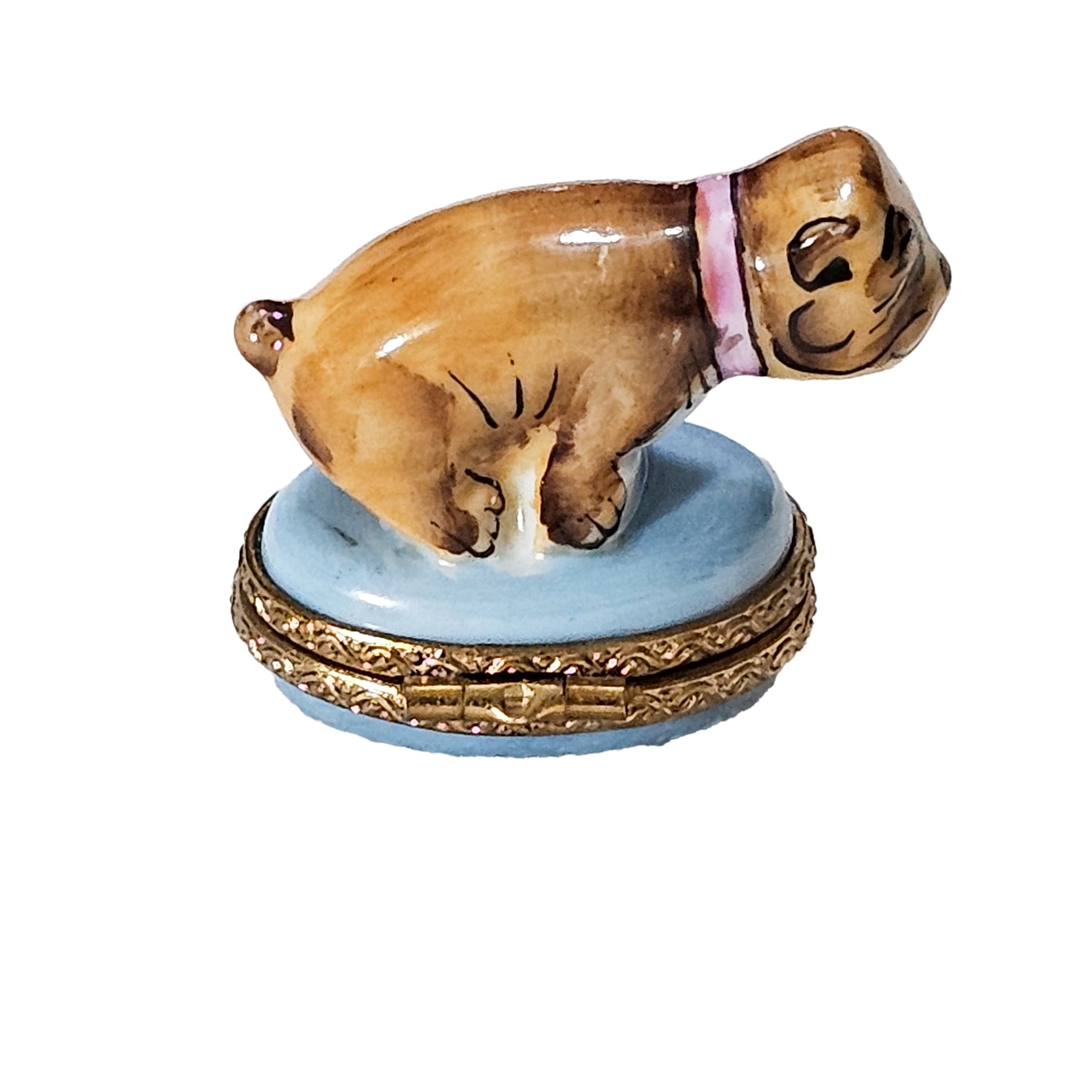 Crouching French Bulldog Limoges Box Porcelain Limoges dog French Trinket Box