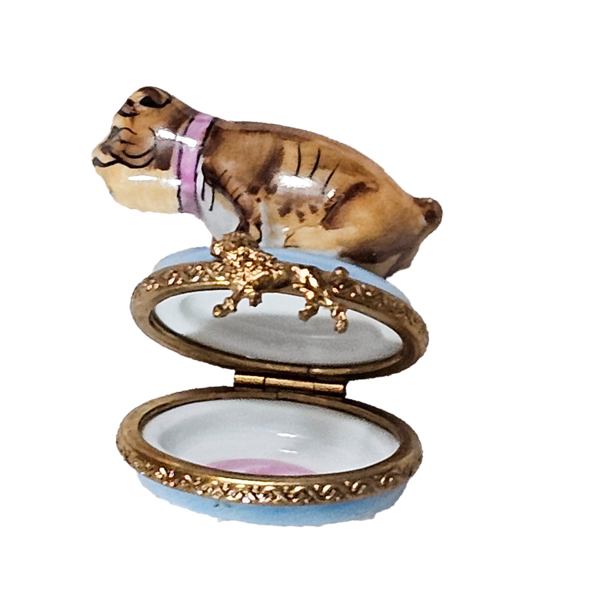 Crouching French Bulldog Limoges Box Porcelain Limoges dog French Trinket Box