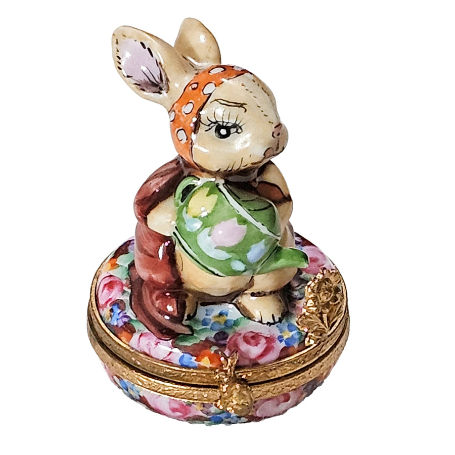 Charming Ms. Rabbit Limoges Box Porcelain Limoges rabbit mice French Trinket Box