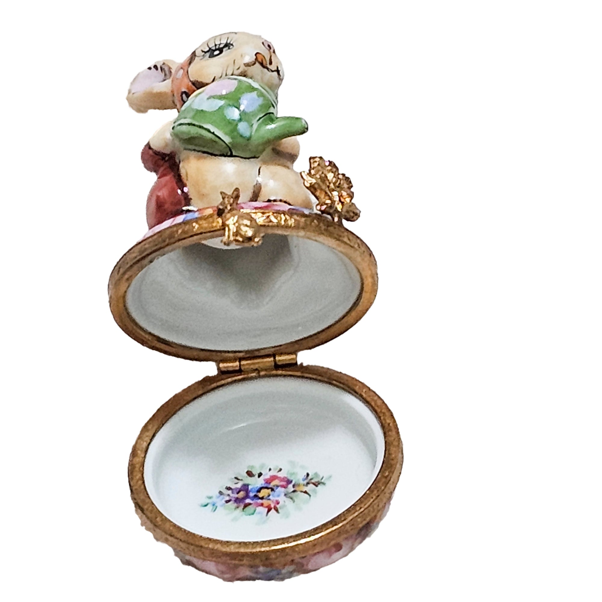 Charming Ms. Rabbit Limoges Box Porcelain Limoges rabbit mice French Trinket Box