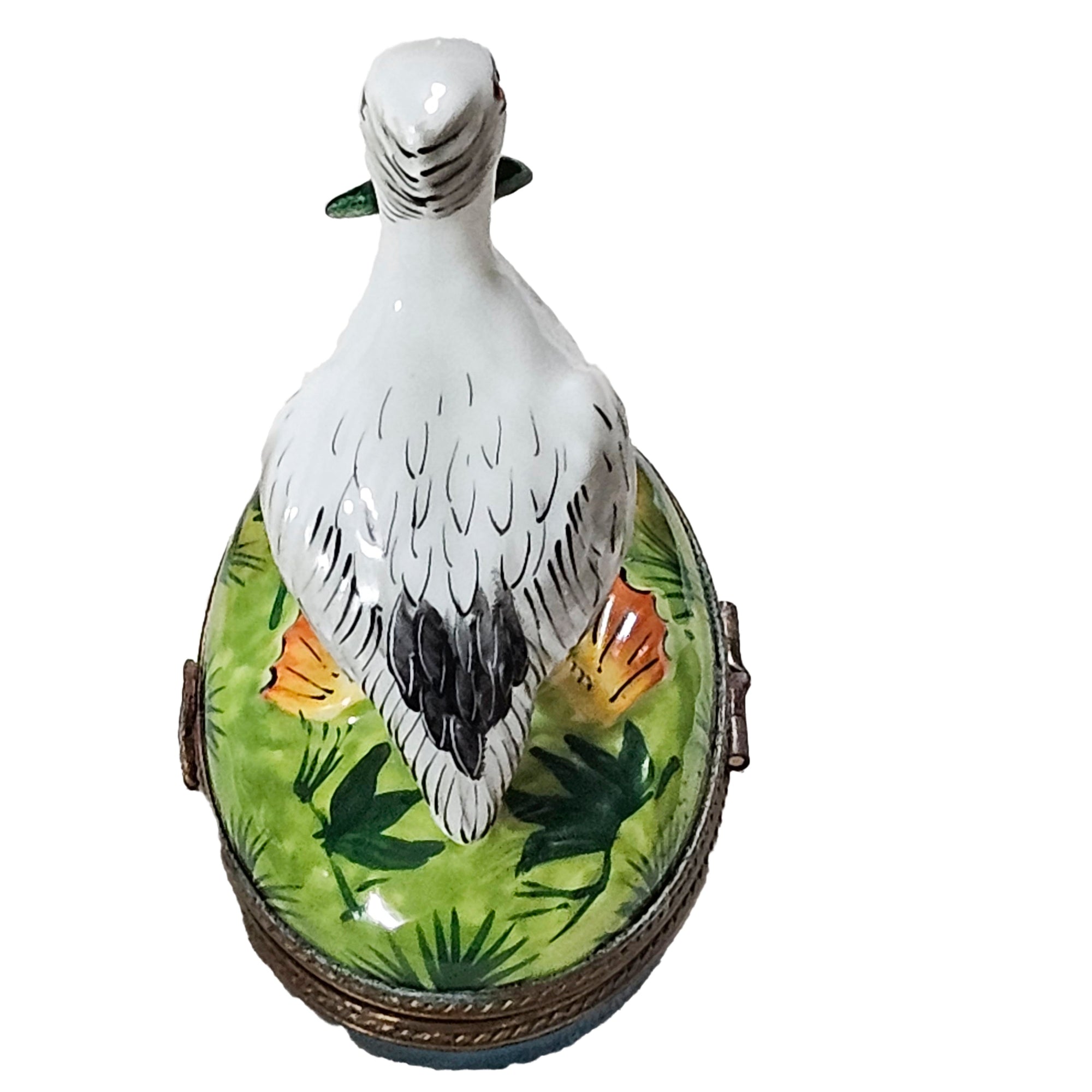 Pelican Fishing Treasure Box Porcelain Limoges wild bird French Trinket Box