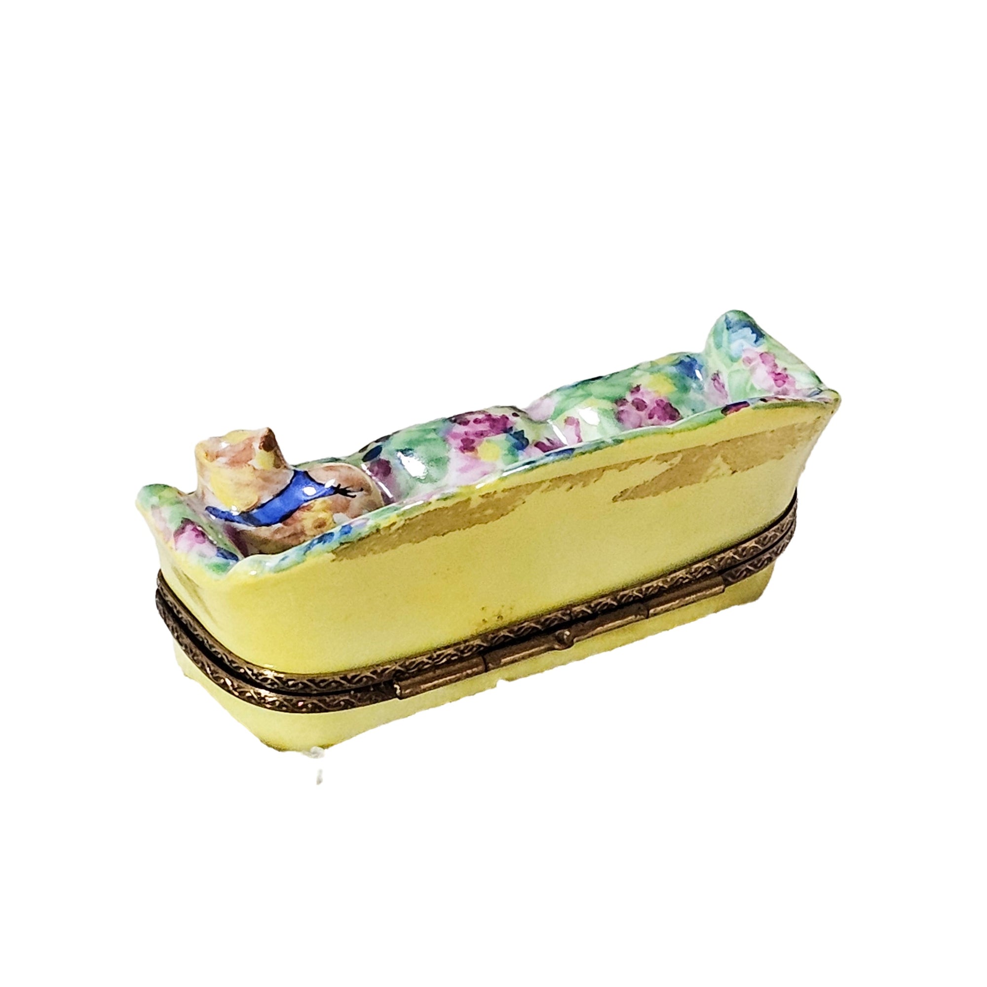 Charming Cat On Colorful Couch Porcelain Limoges cat furniture French Trinket Box