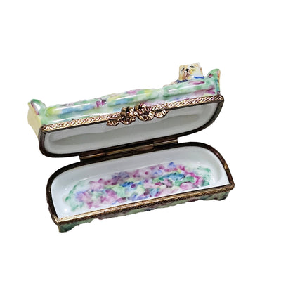Charming Cat On Colorful Couch Porcelain Limoges cat furniture French Trinket Box