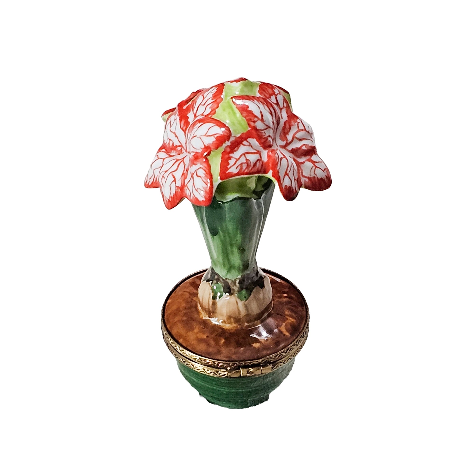 Red Floral Elegance Box Porcelain Limoges flowers garden French Trinket Box