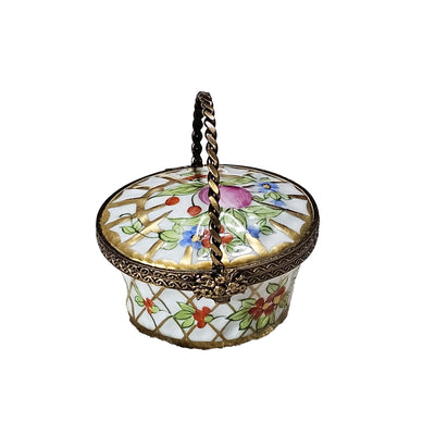 Charming Floral Limoges Basket Porcelain Limoges garden French Trinket Box