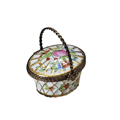Charming Floral Limoges Basket Porcelain Limoges garden French Trinket Box