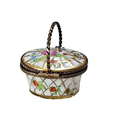 Charming Floral Limoges Basket Porcelain Limoges garden French Trinket Box