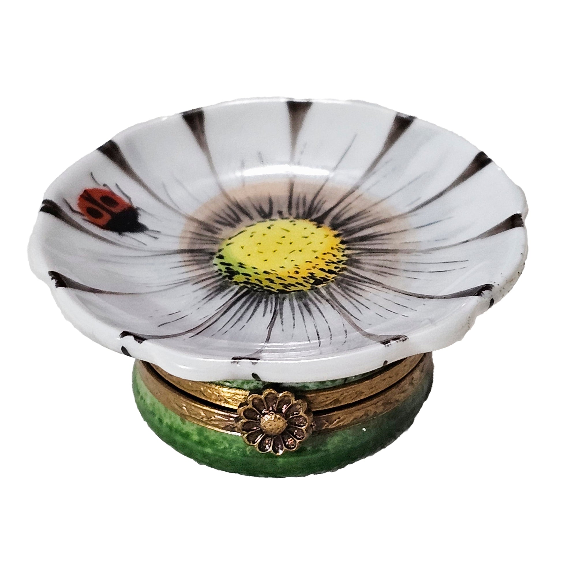 Charming Sunflower With Ladybug Porcelain Limoges flower garden French Trinket Box
