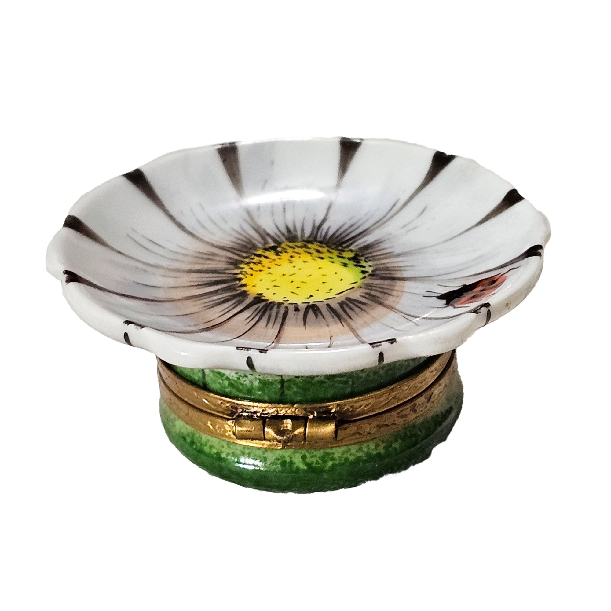 Charming Sunflower With Ladybug Porcelain Limoges flower garden French Trinket Box
