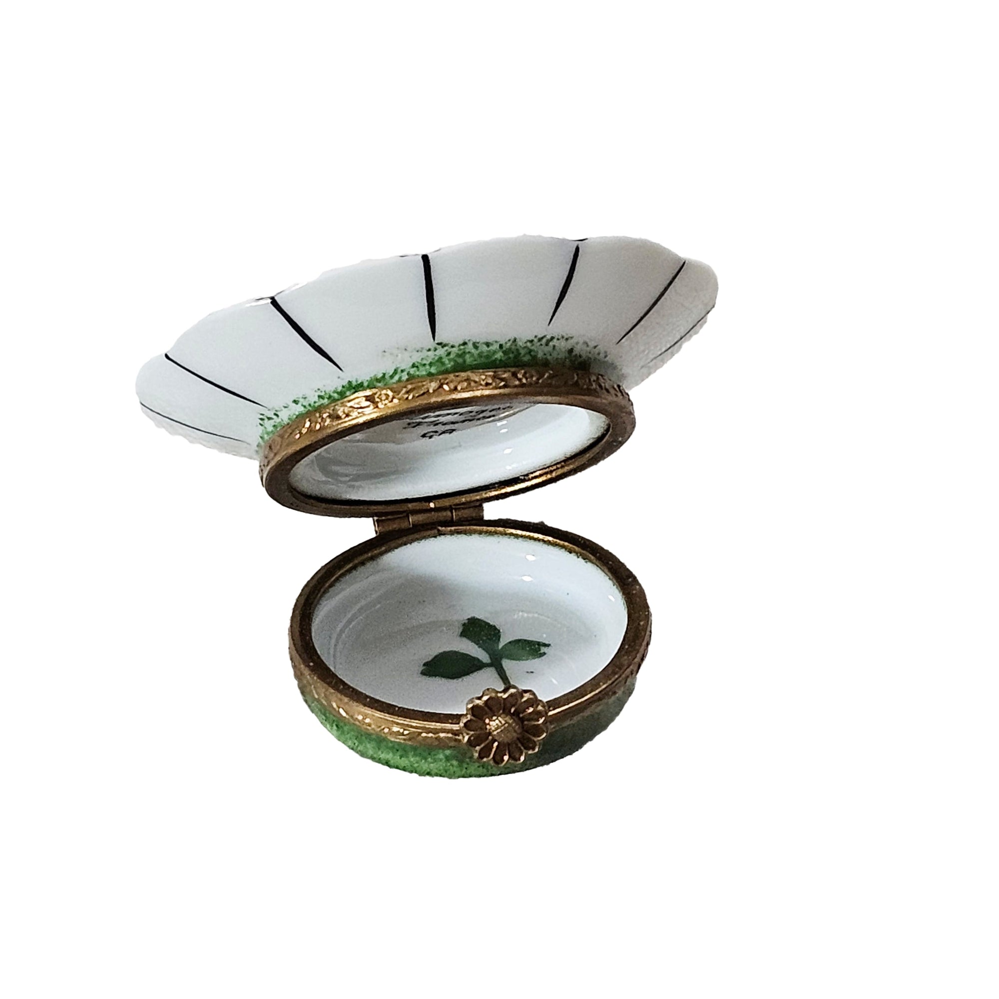 White Sunflower With Lady Bug Porcelain Limoges flower garden French Trinket Box