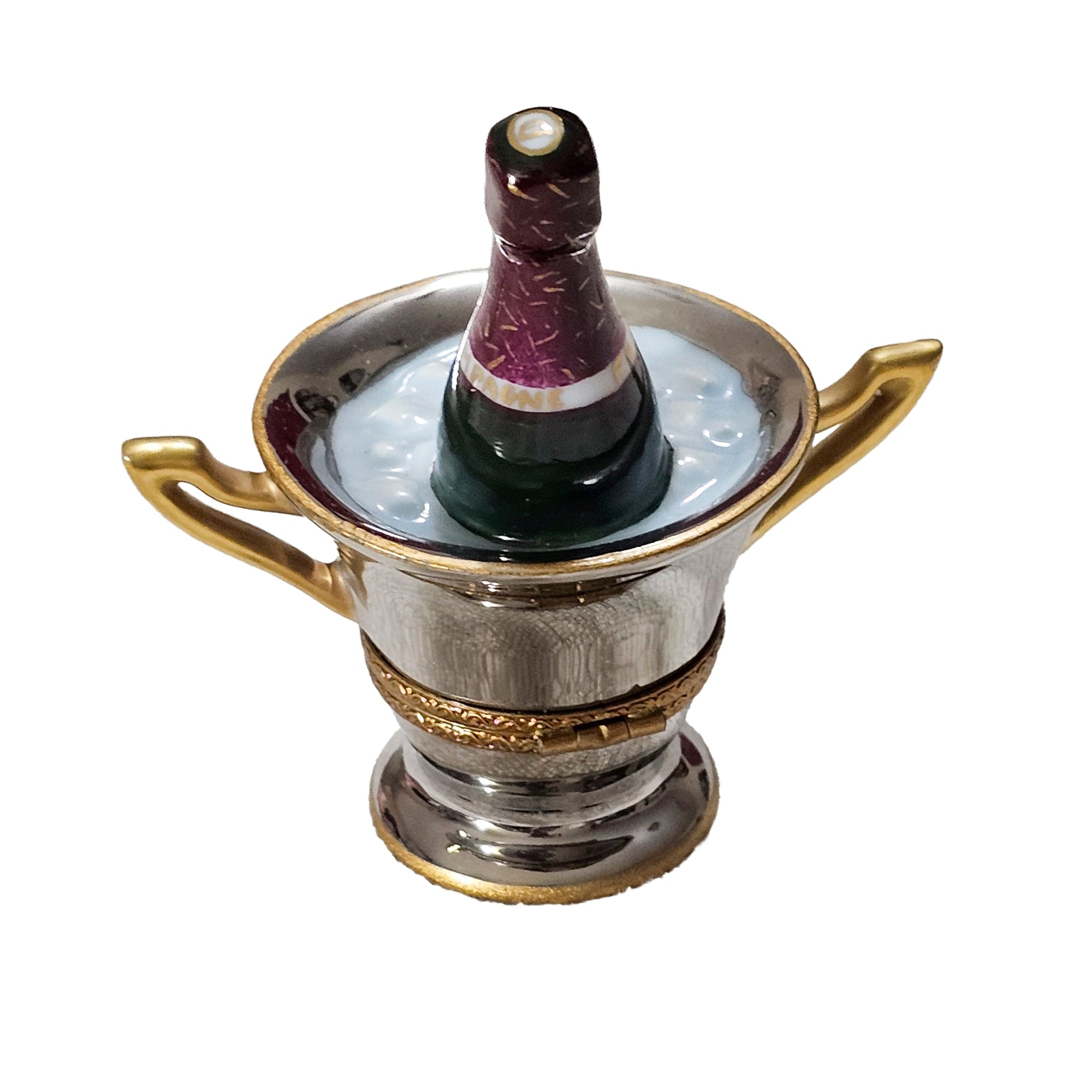 Congratulations Champagne Celebration Box Porcelain Limoges wine spirits French Trinket Box