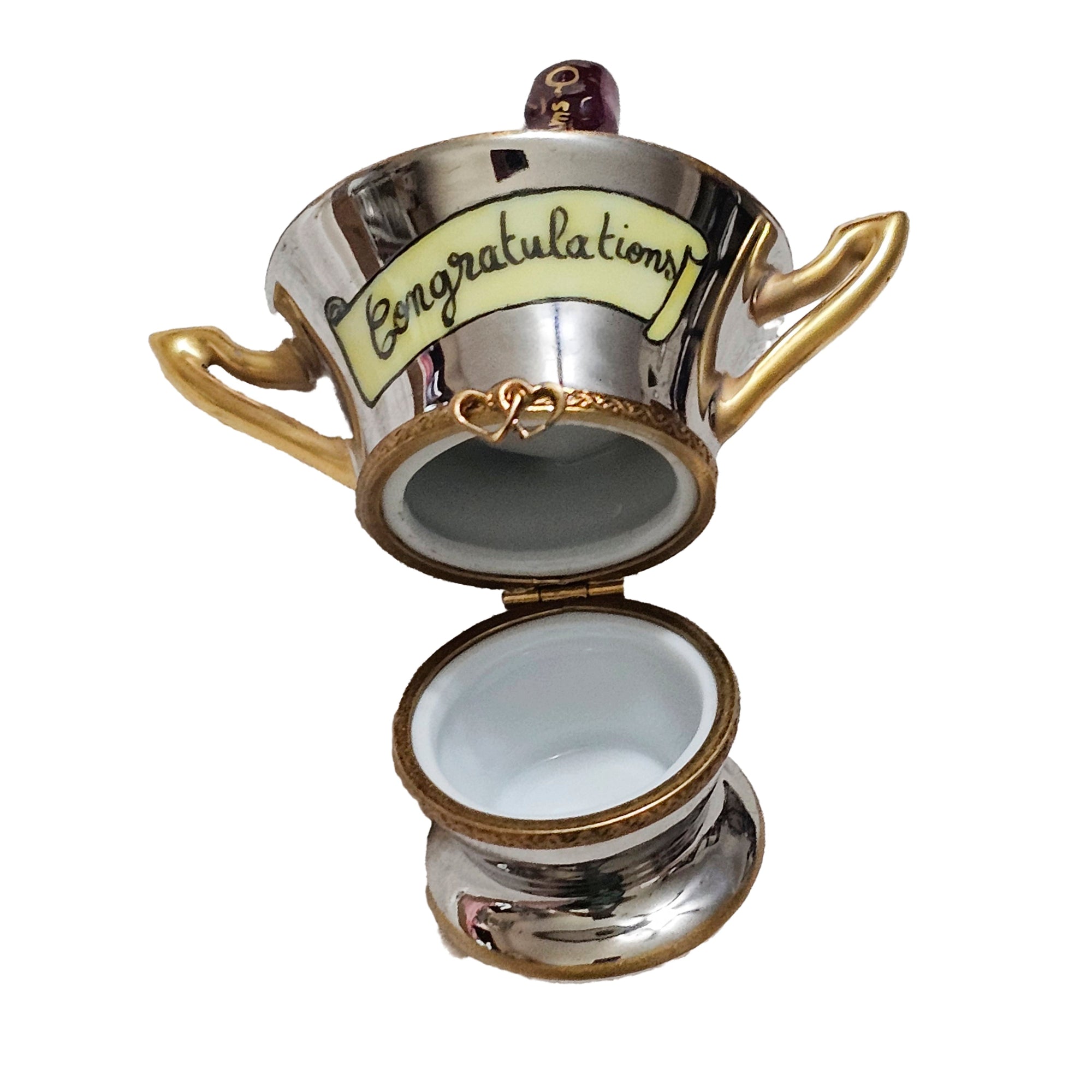 Congratulations Champagne Celebration Box Porcelain Limoges wine spirits French Trinket Box