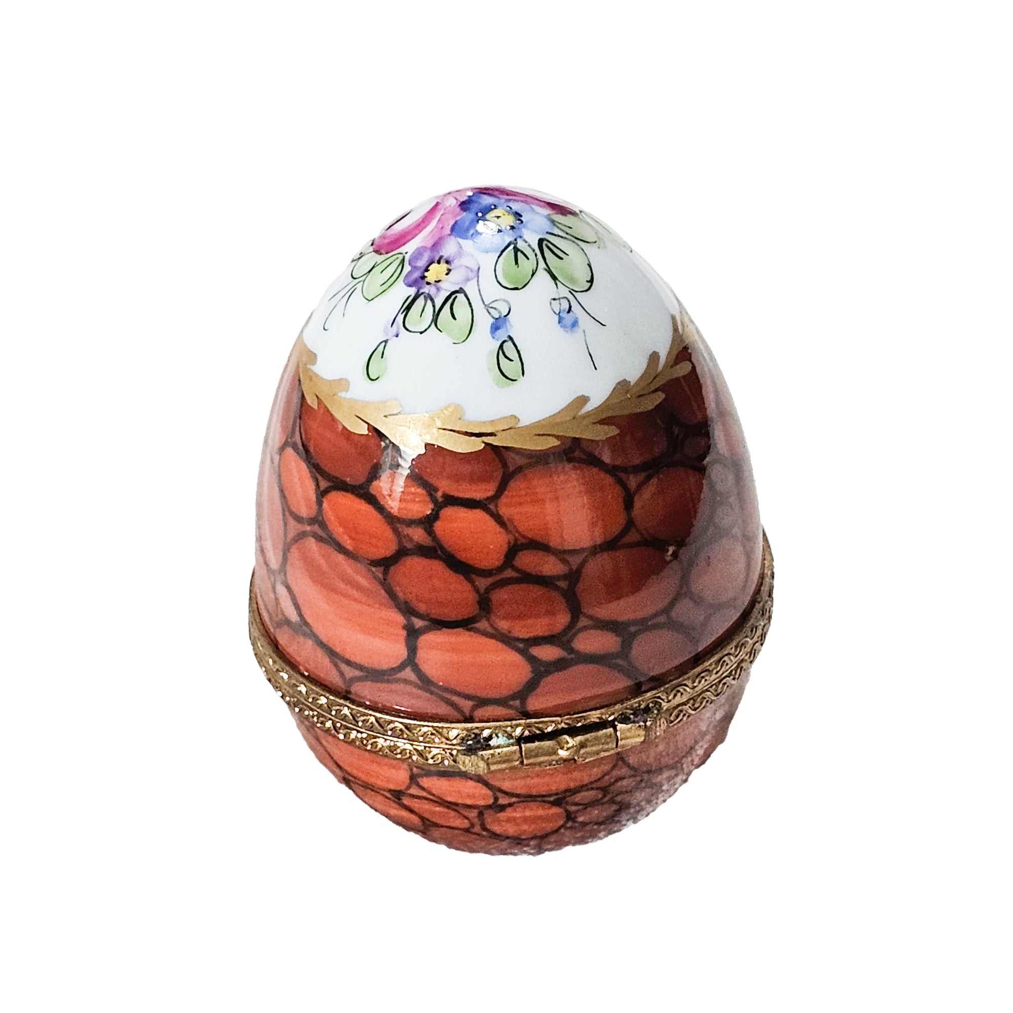 Vibrant Floral Limoges Egg Box Porcelain Limoges egg French Trinket Box