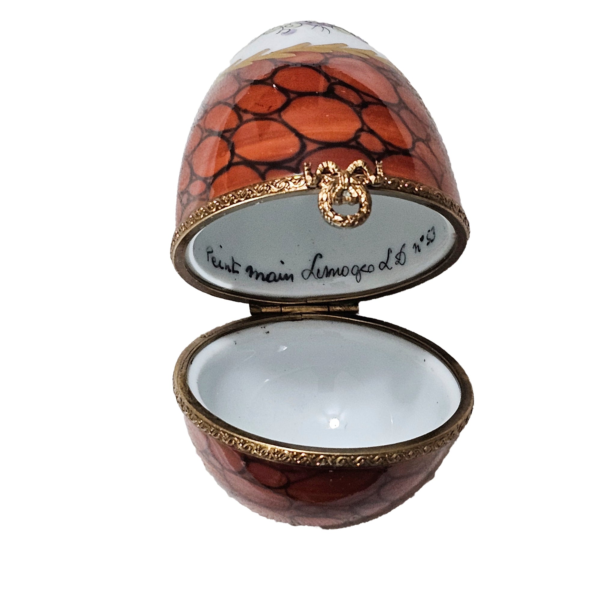 Vibrant Floral Limoges Egg Box Porcelain Limoges egg French Trinket Box