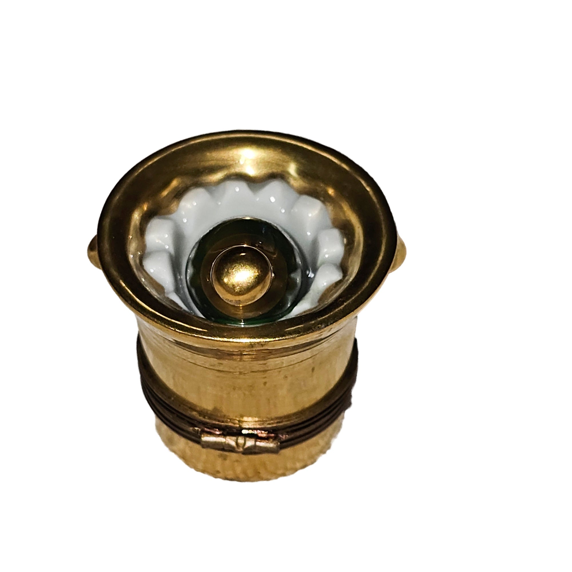 Gold Champagne Bucket Delight Porcelain Limoges wine spirits French Trinket Box