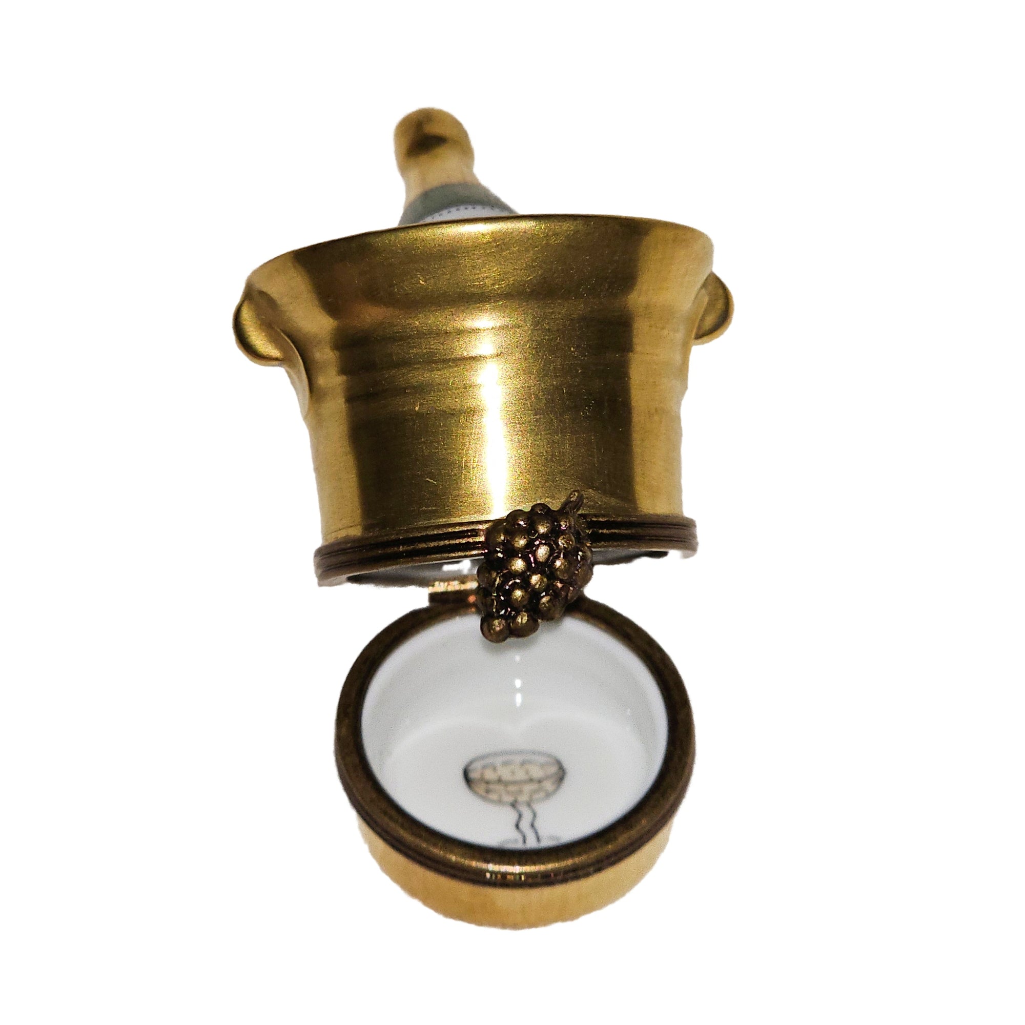 Gold Champagne Bucket Delight Porcelain Limoges wine spirits French Trinket Box