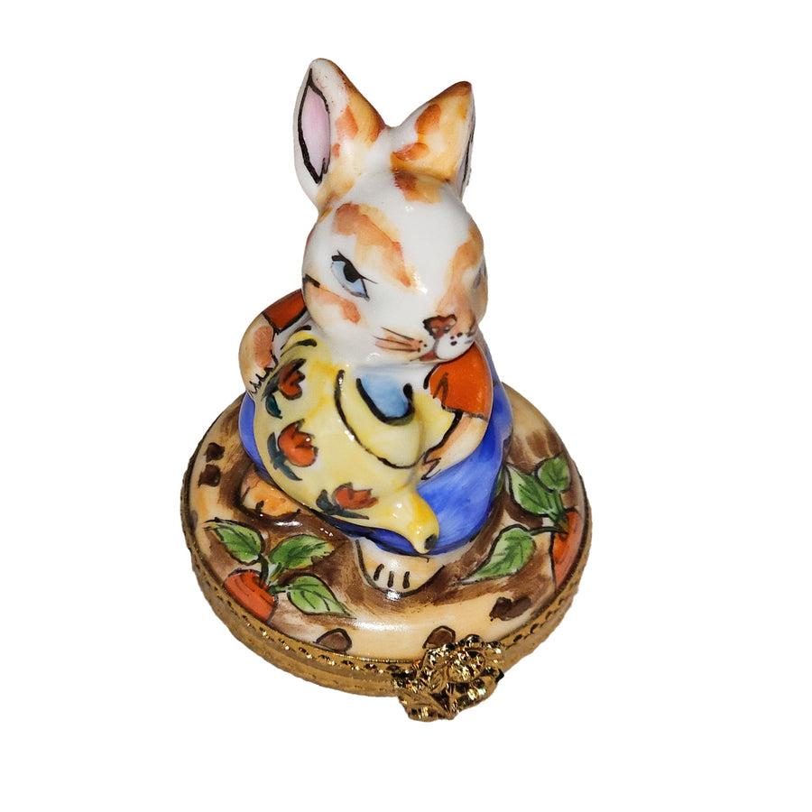 Charming Rabbit With Watering Can Porcelain Limoges rabbit mice French Trinket Box