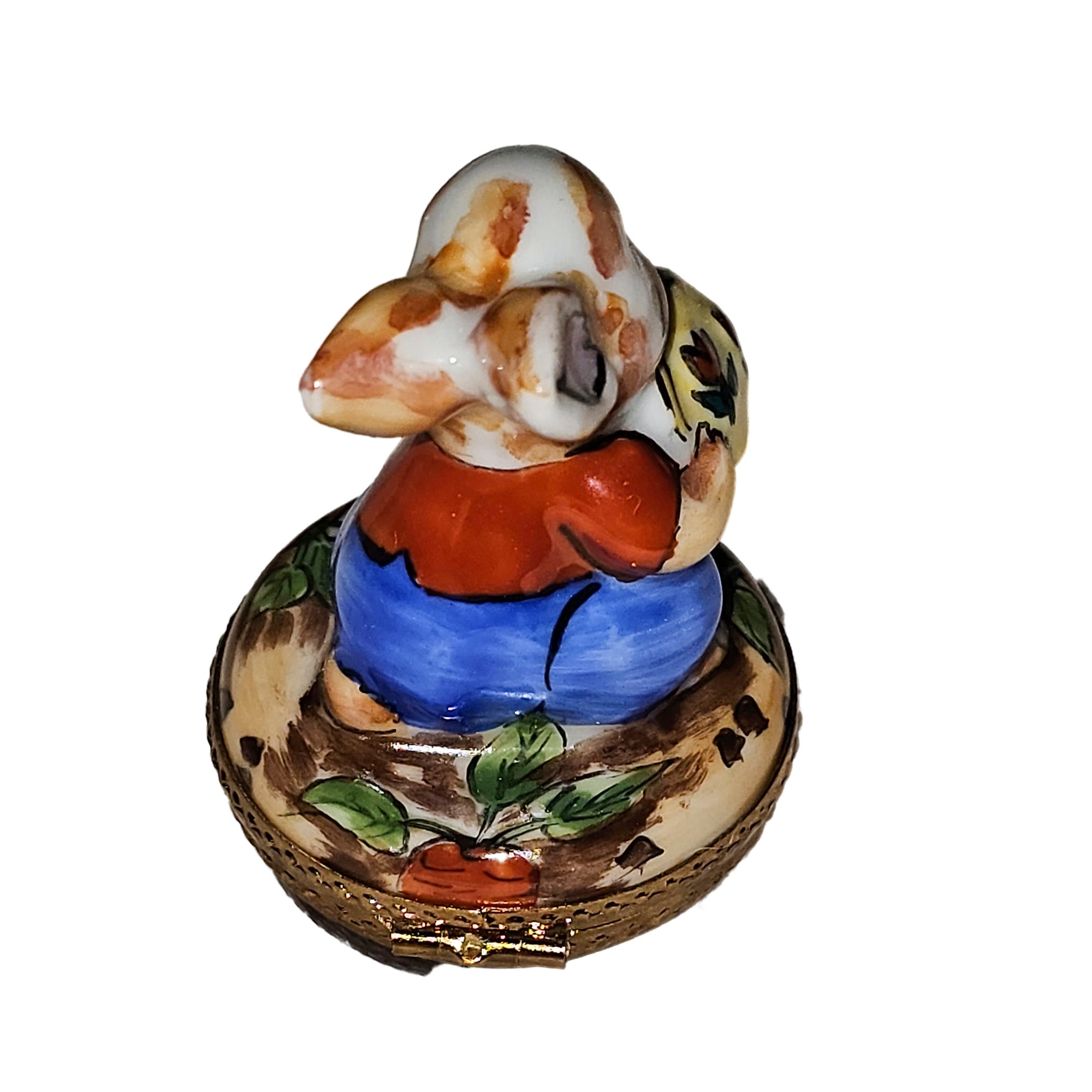 Charming Rabbit With Watering Can Porcelain Limoges rabbit mice French Trinket Box