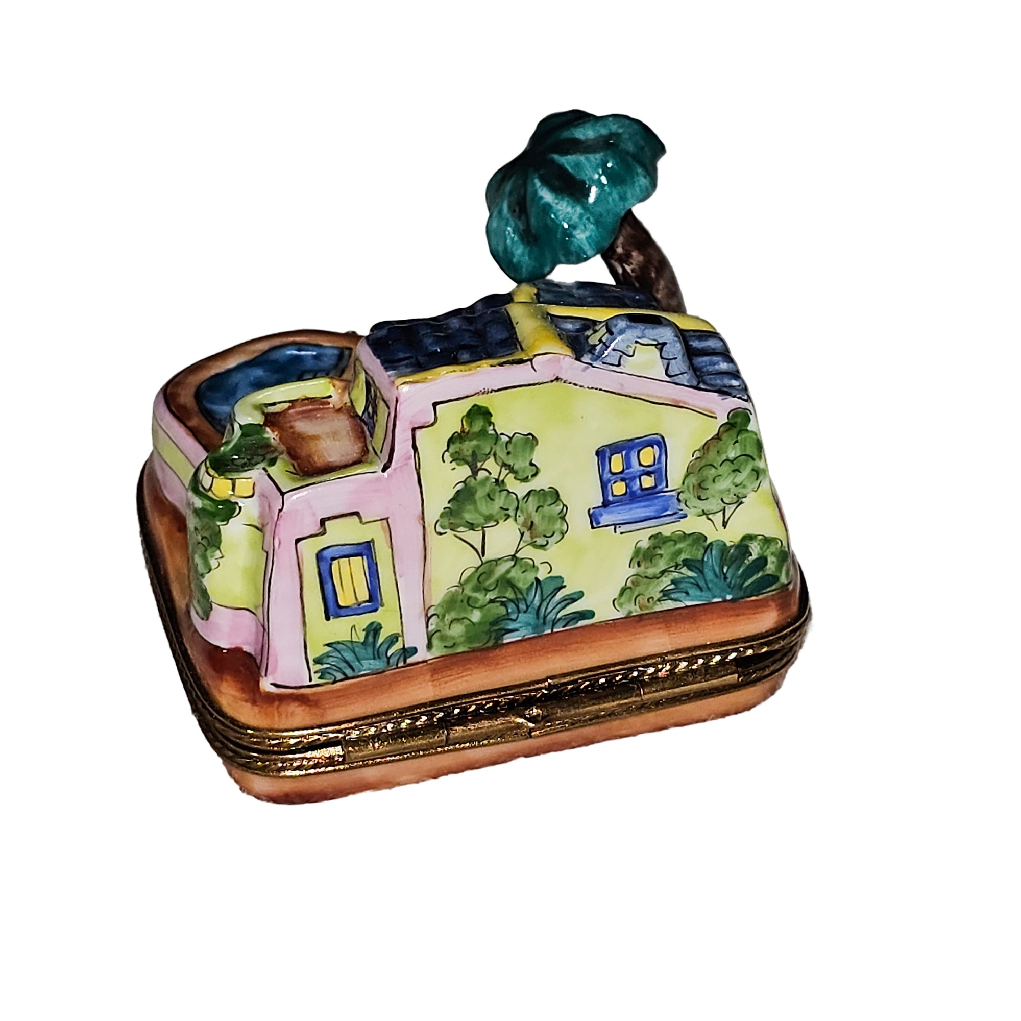 Beach Villa With Pool Charm Porcelain Limoges home beach travel French Trinket Box