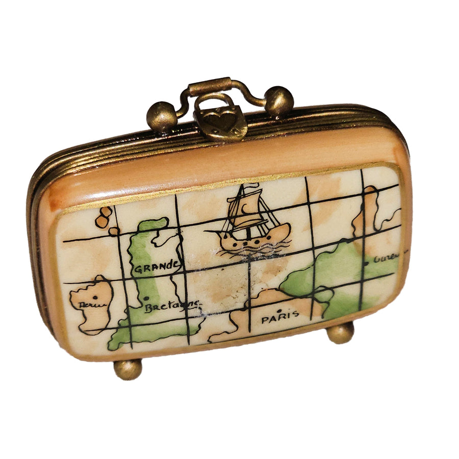 Travel Suitcase Limoges Box Porcelain Limoges bag travel French Trinket Box