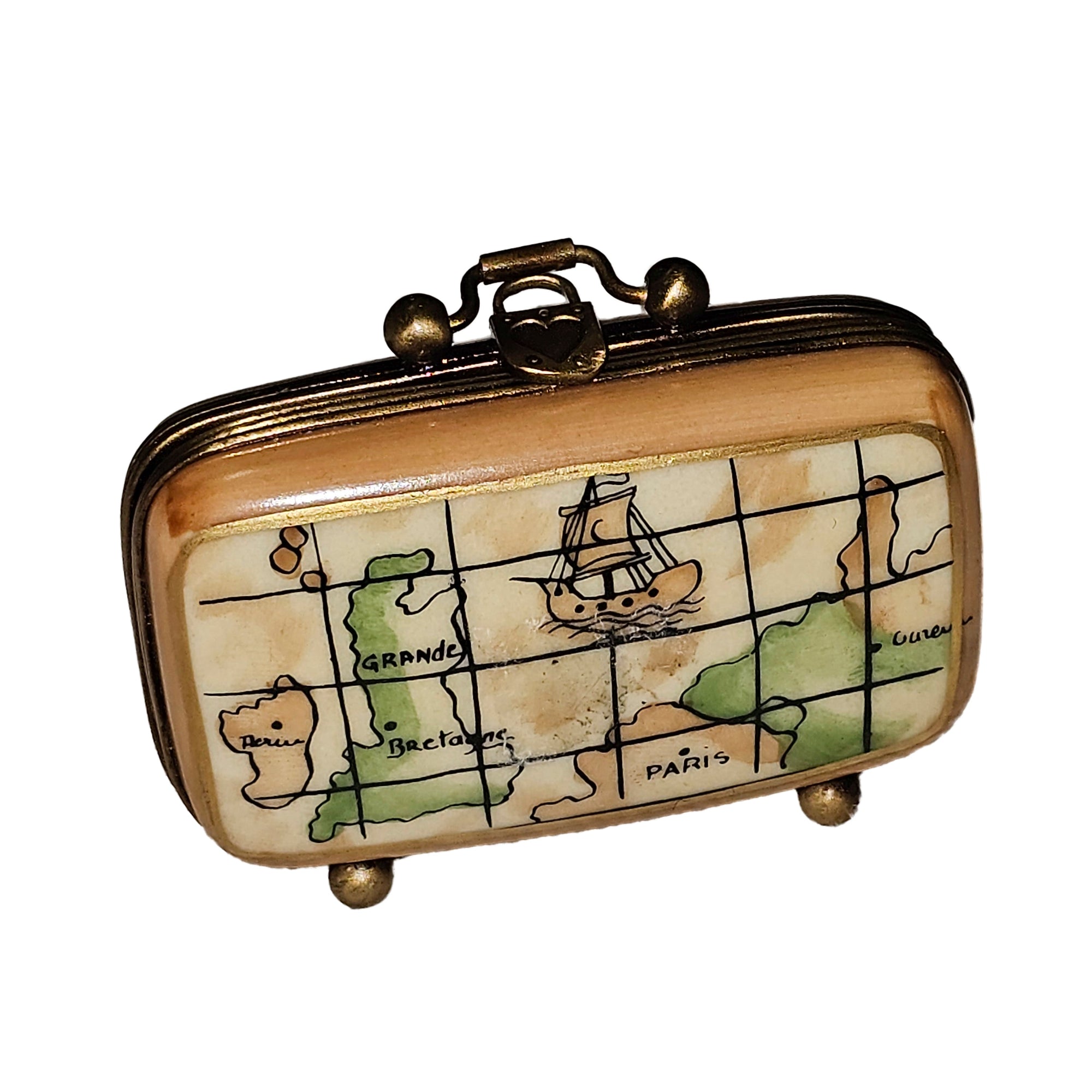 Travel Suitcase Limoges Box Porcelain Limoges bag travel French Trinket Box