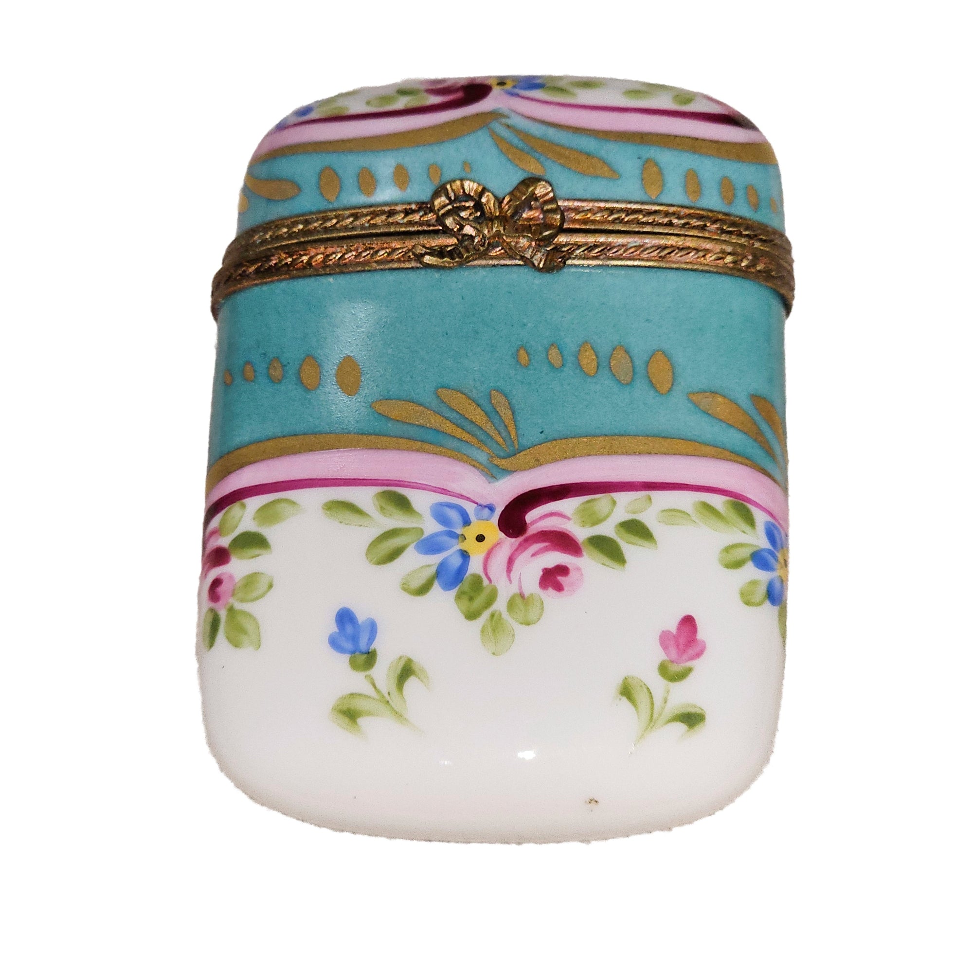 Turquoise Floral Limoges Box Porcelain Limoges traditional French Trinket Box