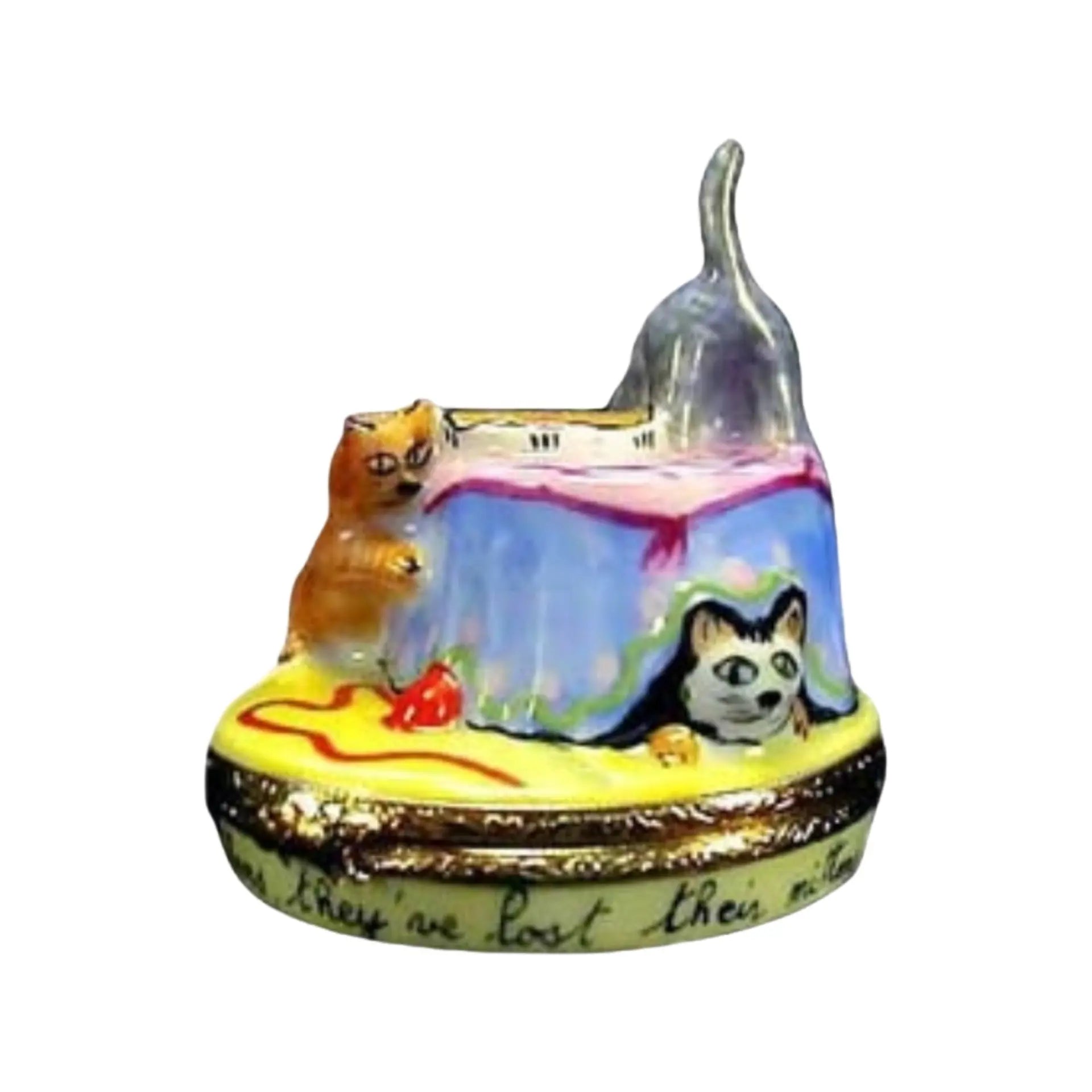 3 Little Kittens Porcelain Limoges Kitten Fairy French Trinket Box