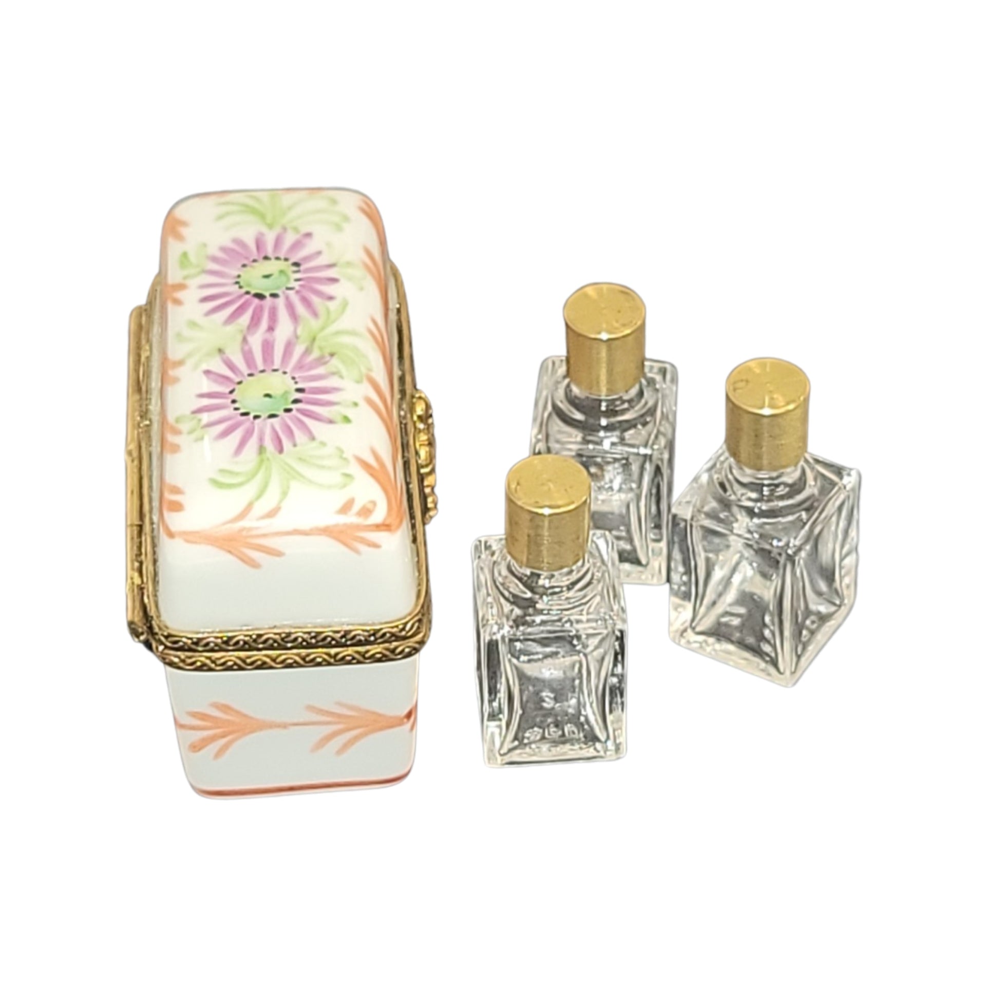 Elegant Orange Perfume Box Porcelain Limoges Perfume French Trinket Box