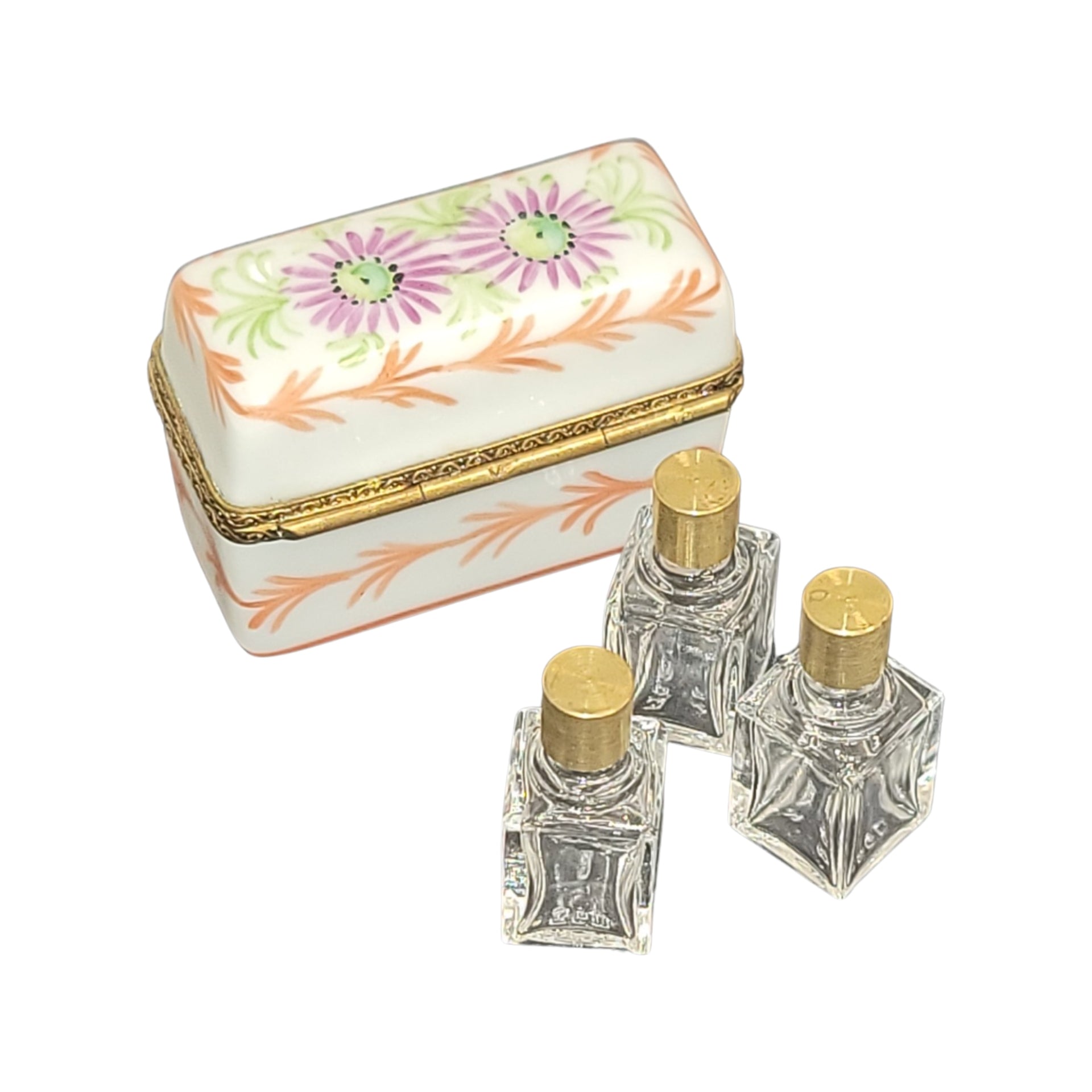 Elegant Orange Perfume Box Porcelain Limoges Perfume French Trinket Box