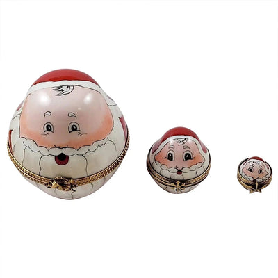 3 Old World Nesting Santas Porcelain Limoges Santa Claus Limoges Boxes French Trinket Box