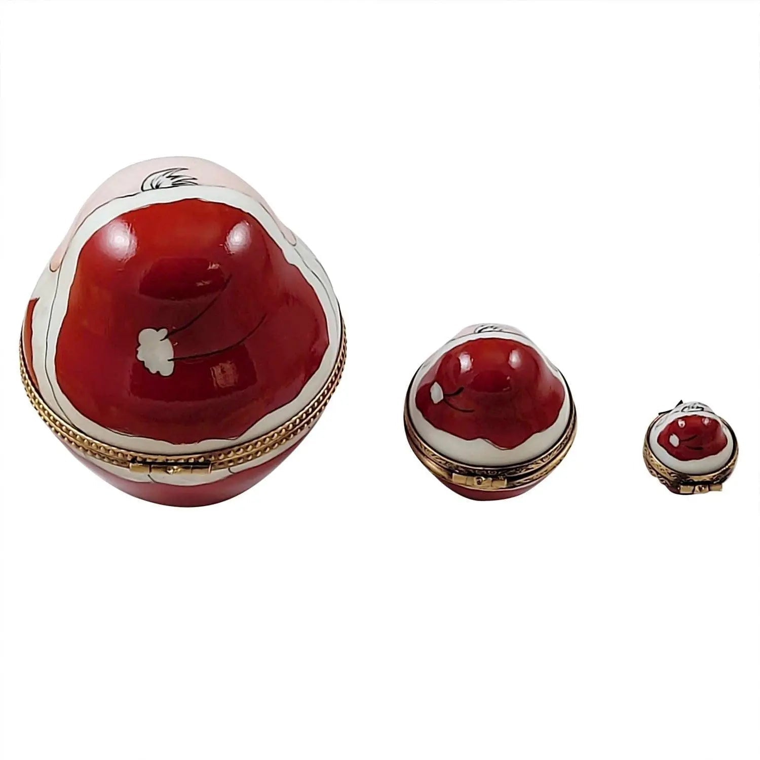 3 Old World Nesting Santas Porcelain Limoges Santa Claus Limoges Boxes French Trinket Box