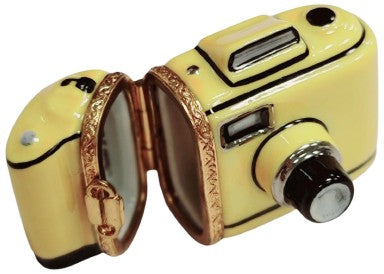35mm Yellow Camera Limoges Box Porcelain Limoges beach travel French Trinket Box