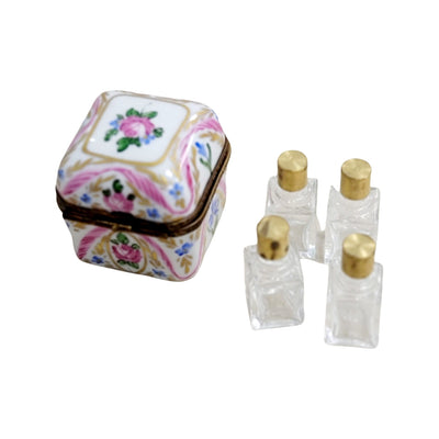 Pink Floral Perfume Limoges Box Porcelain Limoges Perfume French Trinket Box